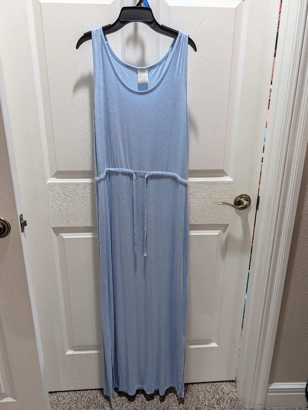 Serra Light Blue Sleeveless Maxi with Waist Tie
